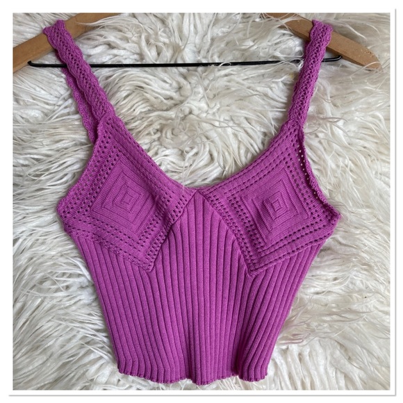 Free People Take Me Home Swit Cami Knit Tank Top Purple Size Small - Picture 3 of 7